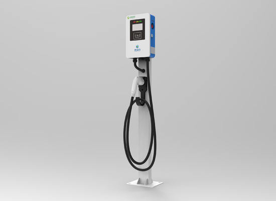 Đàn tích sạc xe điện AC 7KW màu trắng và xanh cho bãi đậu xe khách sạn văn phòng
