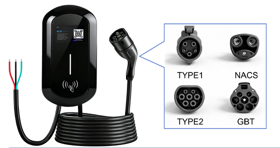 Giá tốt. Bộ sạc xe điện AC di động Type 2 7kW 8A 32A Điều chỉnh được IP67 220V OCPP 1.6 Cáp 5m 3.6kg EVSE Trực tuyến