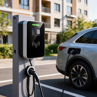 Giá tốt. Thập tường gắn hình vuông thủy tinh AC EV sạc US Type1 11.5kW 48A 85V 265V IP54 5.64 Inch màn hình LCD đa cảnh Đèn nhà ở Trạm sạc thương mại Trực tuyến