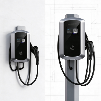 Giá tốt. Bộ sạc xe điện Euro Type2 J8 Ba pha 11kW 16A Trạm sạc AC Thiết kế lắp tường và cột 380V IP54 với màn hình LCD 5,64 inch Trực tuyến