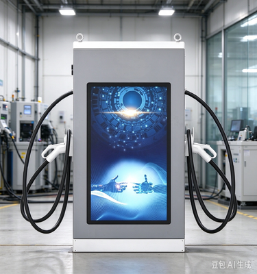 Màn hình quảng cáo dòng 120kW Súng kép DC EV Charger Màn hình LCD 55 inch Cảm ứng 10 inch Súng kép cân bằng OCPP1.6J