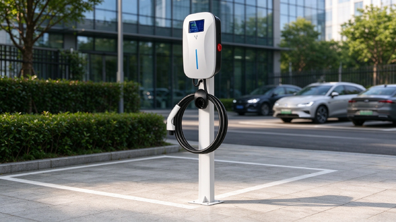 Giá tốt. Bộ sạc AC EV đứng 22kW Loại 2 Súng kép 32A OCPP 1.6J RFID VIN QR IP54 Cọc sạc thương mại Trực tuyến